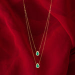 Load image into Gallery viewer, 18K Real Gold 2 Layer Green Stone Necklace
