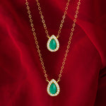 Load image into Gallery viewer, 18K Real Gold 2 Layer Green Stone Necklace

