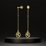 Load image into Gallery viewer, 18K Real Gold Hanging Flower Earring Set
