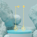 Load image into Gallery viewer, 18K Real Gold Hanging Flower Earring Set
