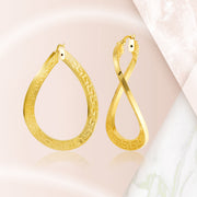 18K Real Gold Twisted Loop Earrings
