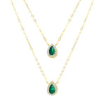 Load image into Gallery viewer, 18K Real Gold 2 Layer Green Stone Necklace
