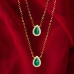 Load image into Gallery viewer, 18K Real Gold 2 Layer Green Stone Necklace
