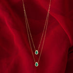 Load image into Gallery viewer, 18K Real Gold 2 Layer Green Stone Necklace
