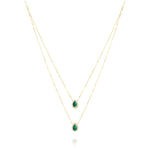 Load image into Gallery viewer, 18K Real Gold 2 Layer Green Stone Necklace
