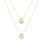 Load image into Gallery viewer, 18K Real Gold 2 Layer White Stone Necklace

