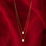 Load image into Gallery viewer, 18K Real Gold 2 Layer White Stone Necklace
