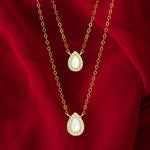 Load image into Gallery viewer, 18K Real Gold 2 Layer White Stone Necklace
