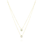 18K Real Gold 2 Layer White Stone Necklace