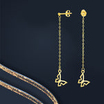Load image into Gallery viewer, 18K Real Gold Hanging Butterfly Earring Set
