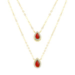 Load image into Gallery viewer, 18K Real Gold 2 Layer Red Stone Necklace
