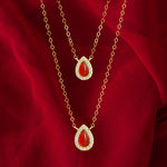 Load image into Gallery viewer, 18K Real Gold 2 Layer Red Stone Necklace

