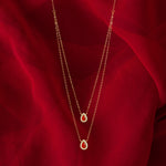 Load image into Gallery viewer, 18K Real Gold 2 Layer Red Stone Necklace
