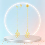 Load image into Gallery viewer, 18K Real Gold Hanging Flower Earring Set
