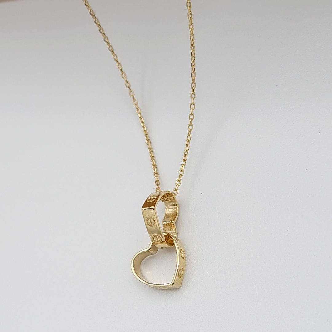 18K Real Gold Double Heart Necklace