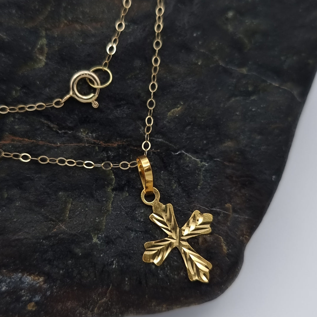 18K Real Gold Cross Necklace