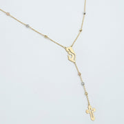 18K Real Gold Elegant Mama Mary Cross Necklace