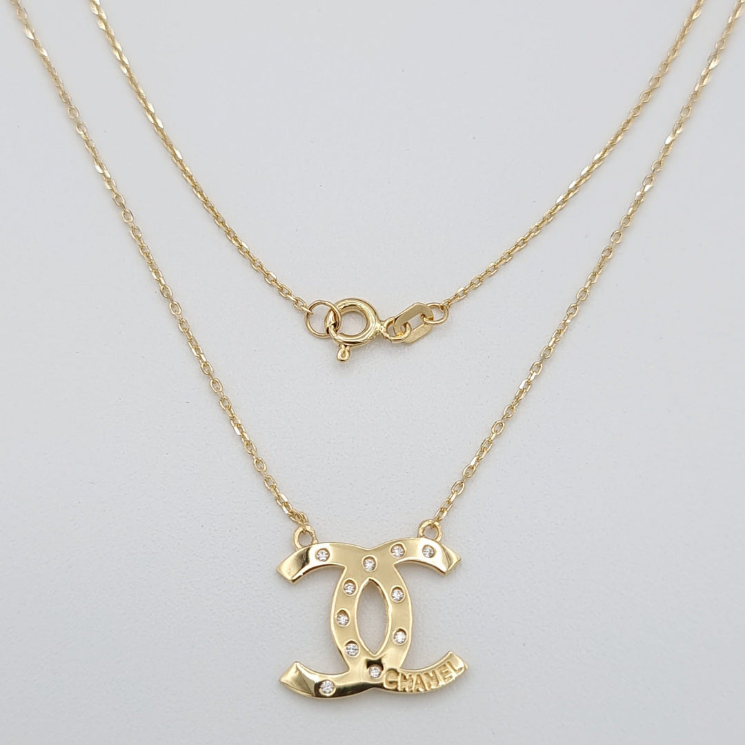 18K Real Gold Elegant C.H Stone Necklace
