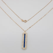 18K Real Gold Blue Stone Necklace