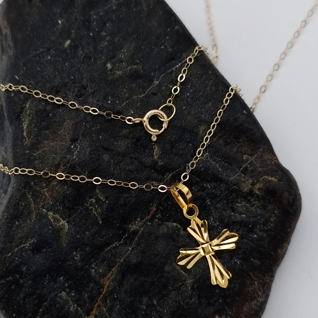 18K Real Gold Cross Necklace