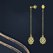 18K Real Gold Hanging Flower Earring Set
