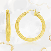 18K Real Gold Round Loop Earrings