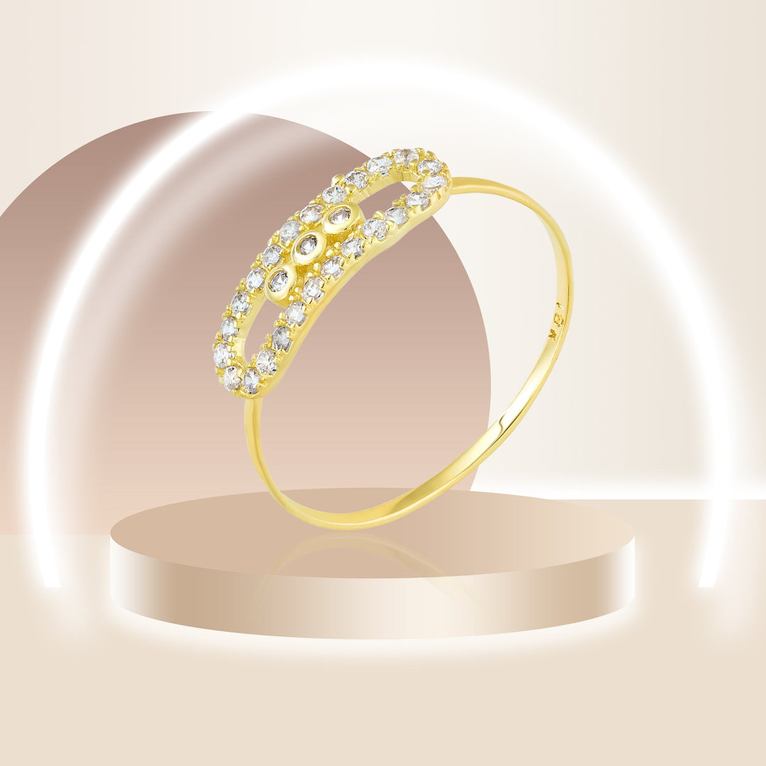 18K Real Gold Stone Ring
