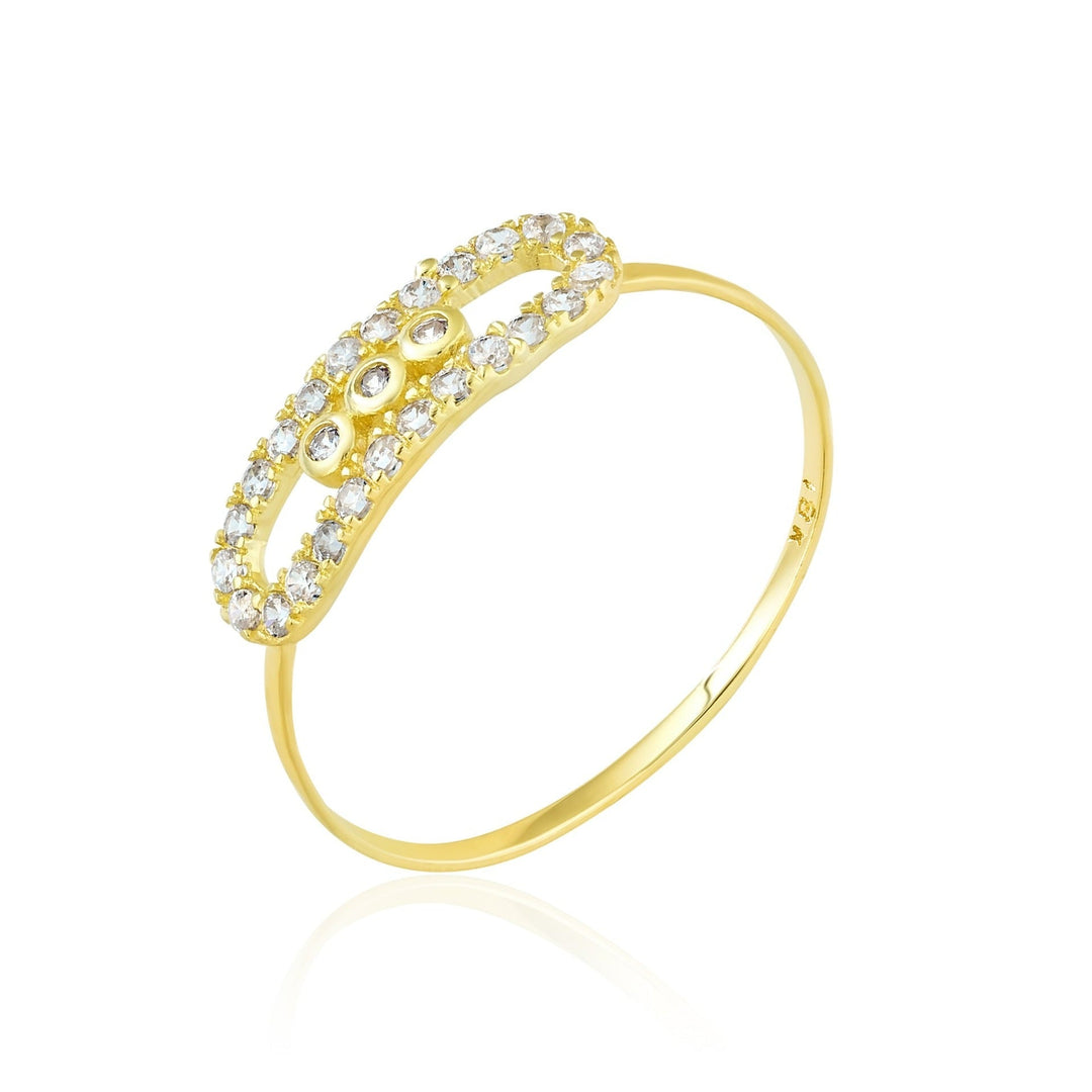 18K Real Gold Stone Ring