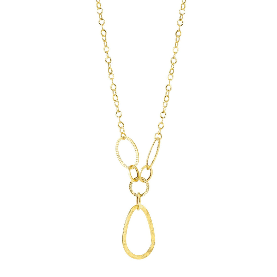 18K Real Gold Oval Linked Necklace