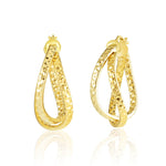 Load image into Gallery viewer, 18K Real Gold Twisted Oval Loop Earring Set

