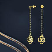 18K Real Gold Hanging Flower Earring Set