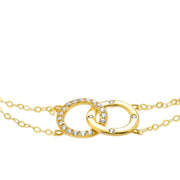 18K Real Gold Double Layer Circle Stone Bracelet