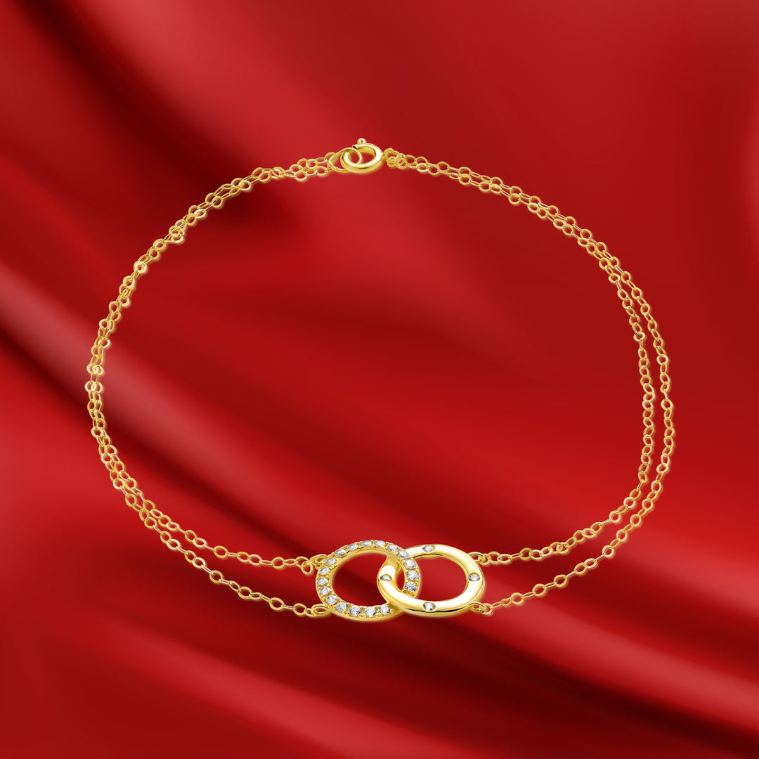 18K Real Gold Double Layer Circle Stone Bracelet