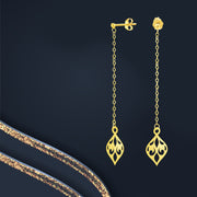 18K Real Gold Hanging Leaf Earring Set