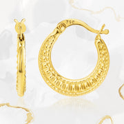 18K Real Gold Round Loop Earrings