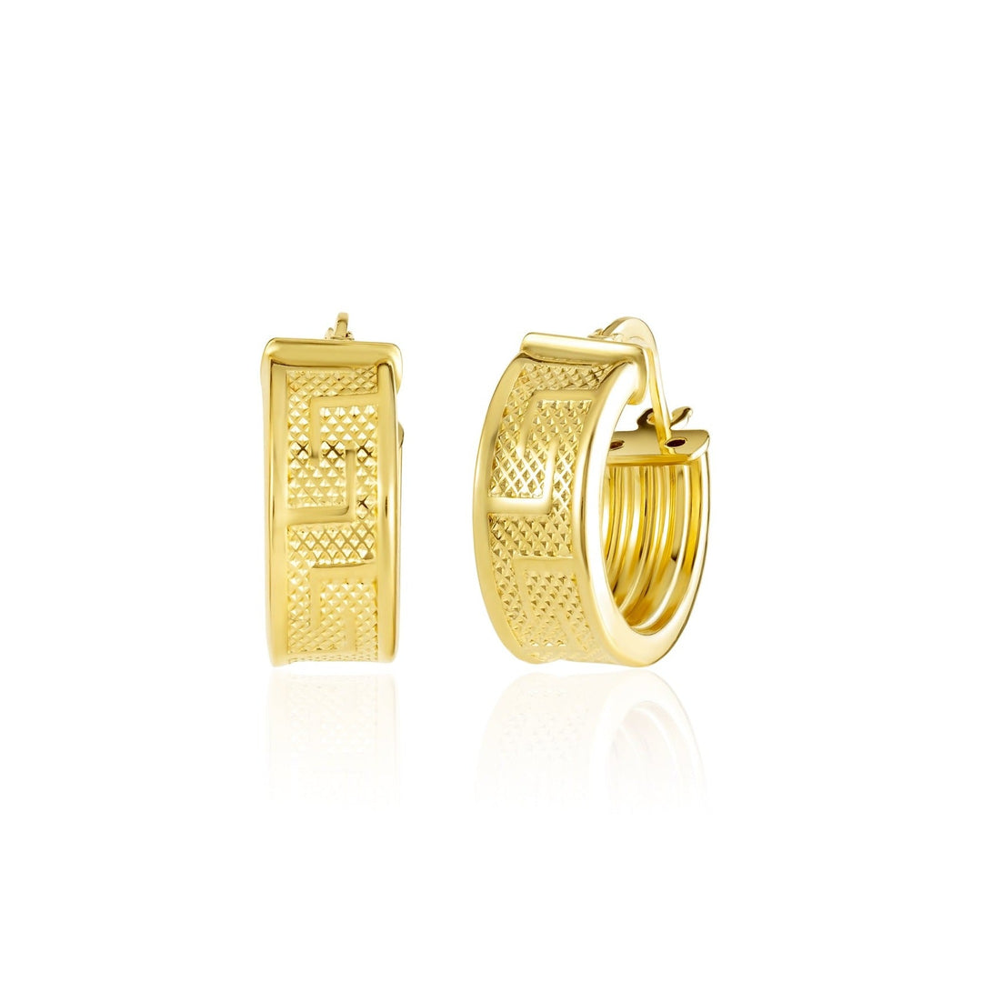 18K Real Gold Round Loop Earring Set