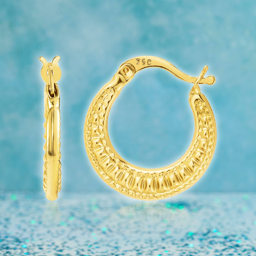 Yellow Gold 18k Real Gold Earrings 18K Real Gold Round Loop