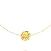 18K Real Gold Rose Flower Necklace