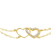 18K Real Gold Double Layer Heart Stone Bracelet