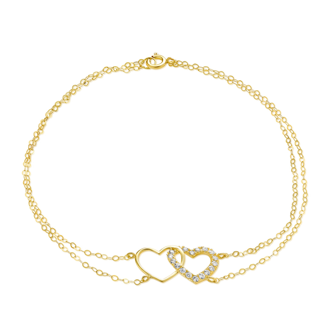 18K Real Gold Double Layer Heart Stone Bracelet