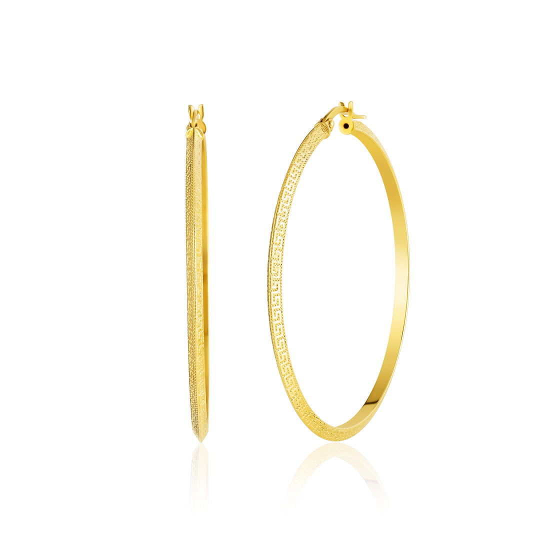 18K Real Gold Round Loop Earrings
