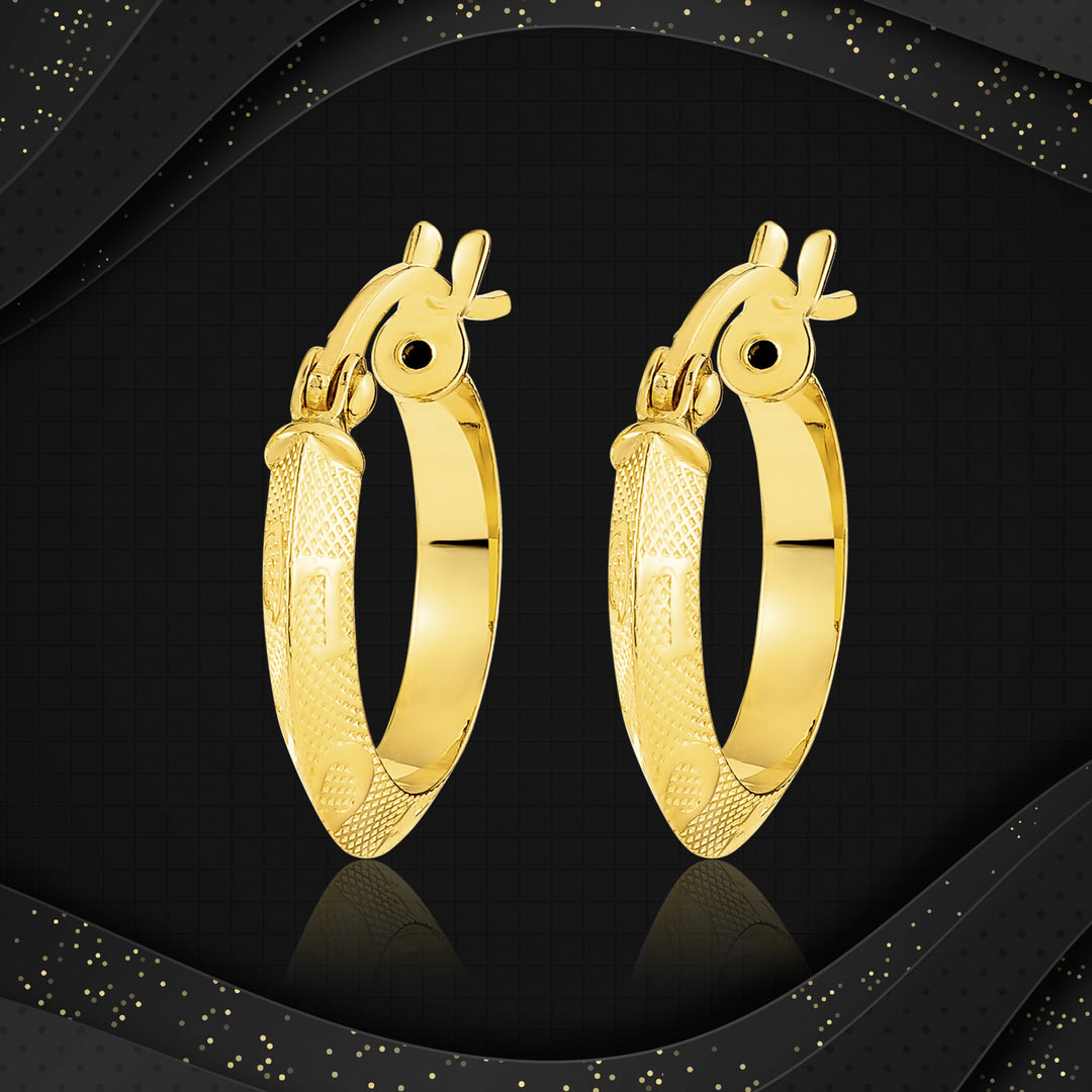 18K Real Gold Round Loop Earring Set