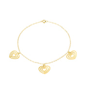 18K Real Gold Fine Heart Bracelet