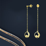 18K Real Gold Hanging Round Earring Set