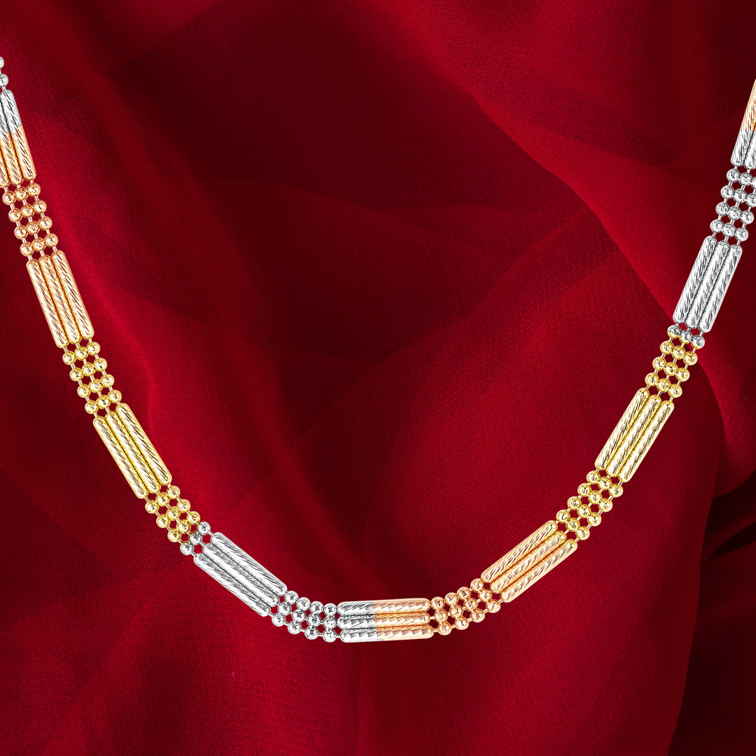 18K Real Gold 3 Color Layer Seed Chain