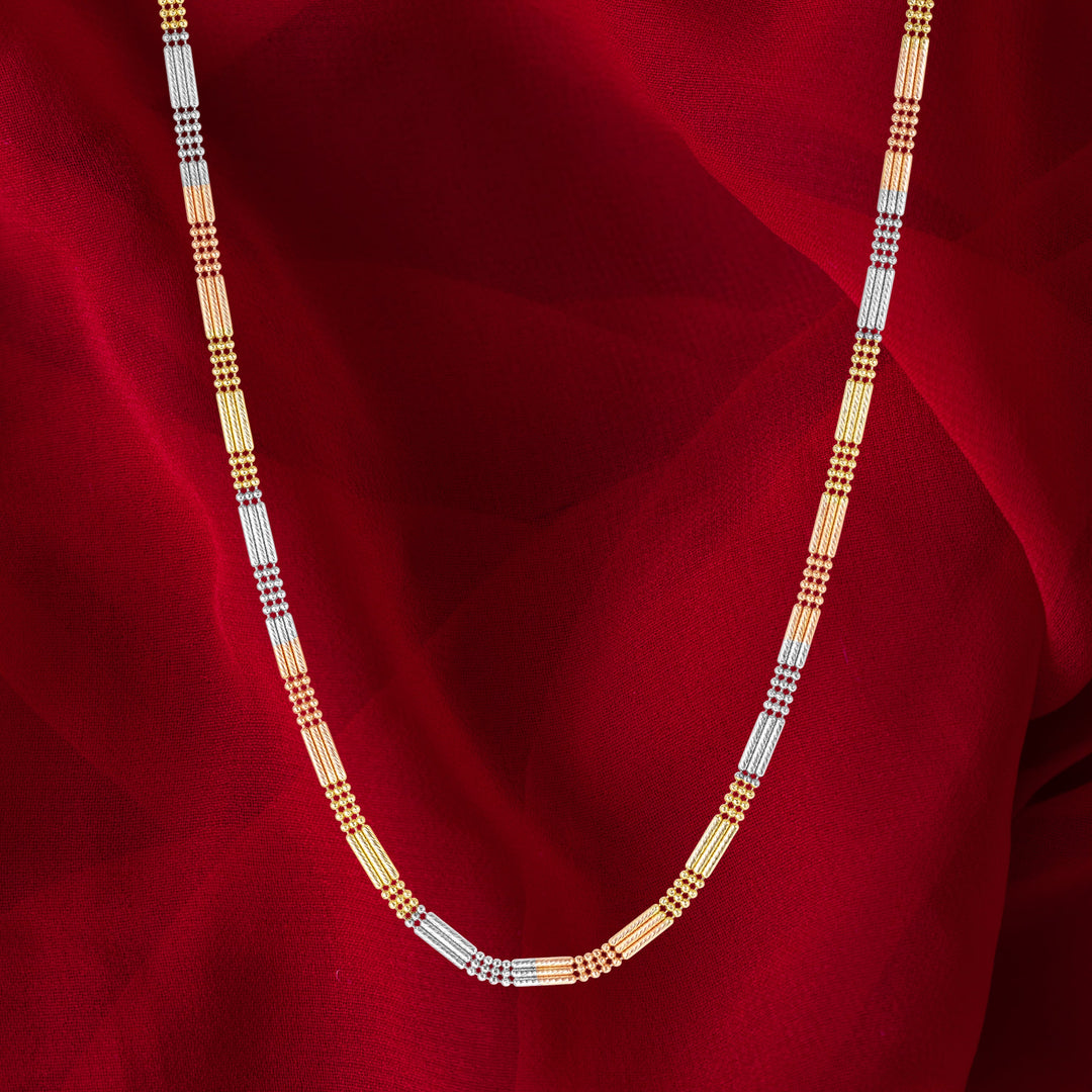 18K Real Gold 3 Color Layer Seed Chain