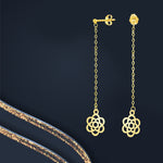 Load image into Gallery viewer, 18K Real Gold Hanging Flower Earring Set
