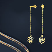 18K Real Gold Hanging Flower Earring Set