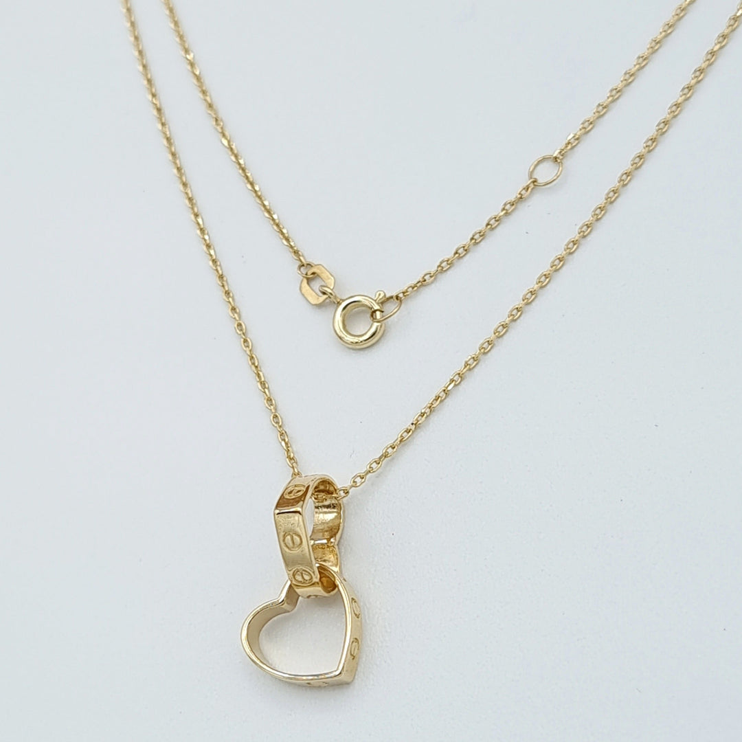 18K Real Gold Double Heart Necklace