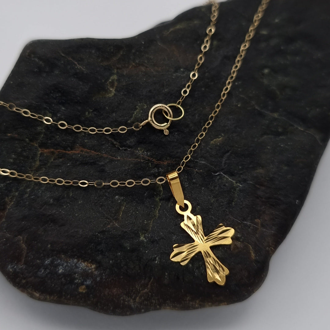18K Real Gold Cross Necklace
